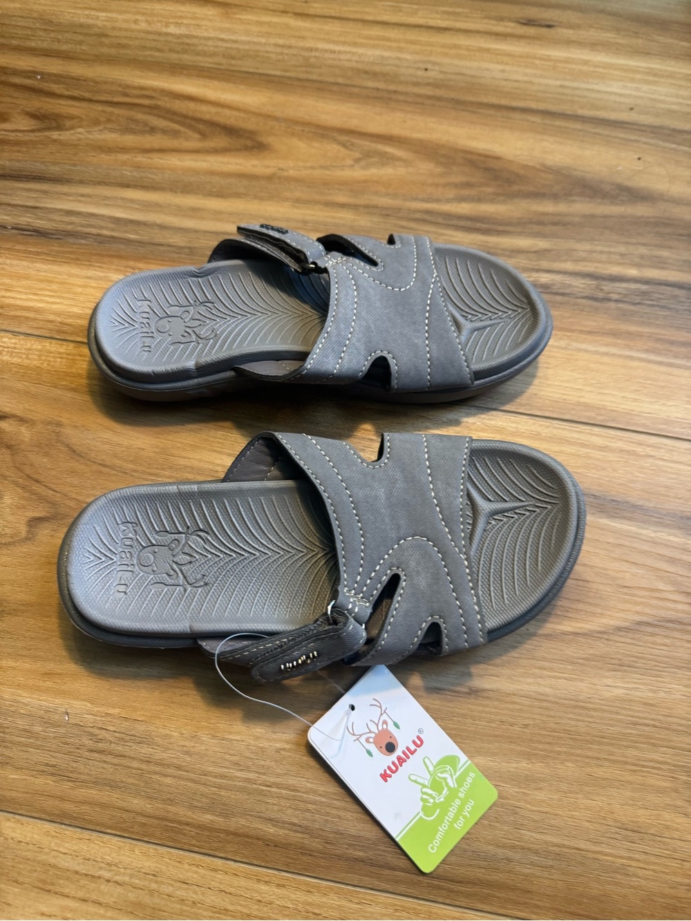 Kumalu Women's Gray Slide Sandals with Adjustable Strap